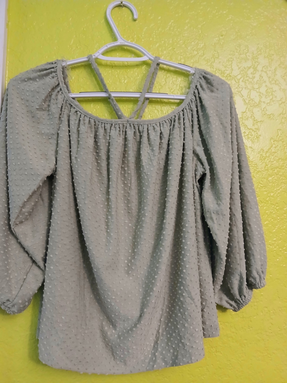 Women’s Textured Off-Shoulder Blouse in Sage Green